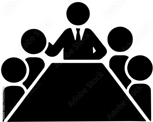 Business meeting and leadership presentation silhouette icon