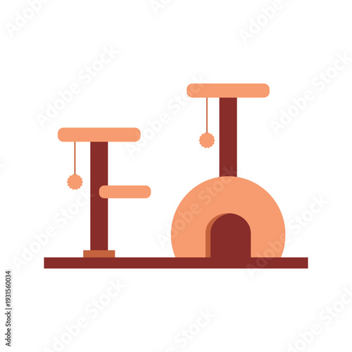 Colorful Flat Illustration Set of Cat Trees and Scratching Towers