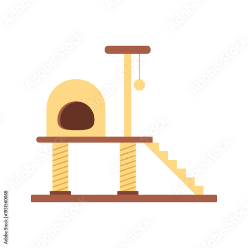 Colorful Flat Illustration Set of Cat Trees and Scratching Towers