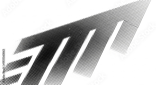 Abstract Arrow Shape Formed by Dots Moving Upwards.