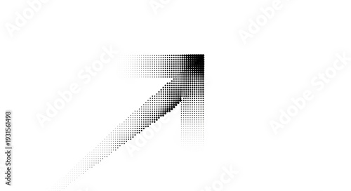 Abstract black and white dotted arrow pointing upwards.