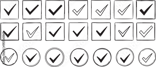 Various checkboxes and radio buttons in different states of selection and deselection isolated on transparent background