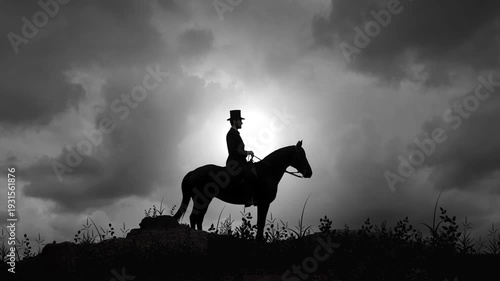 19th American President on a Horse at Dusk