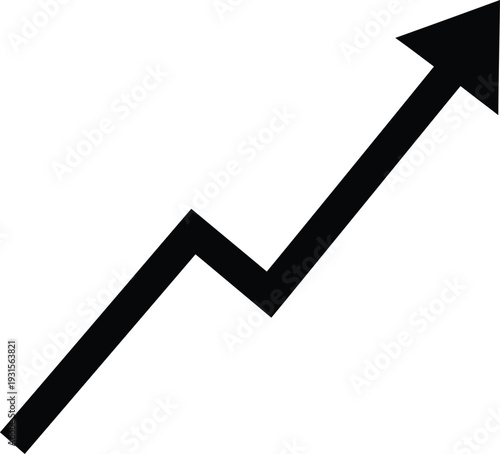 Black arrow pointing upwards on isolated on transparent background