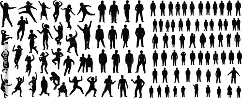 Large Collection of Diverse Human Silhouettes in Various Poses and Activities people figures
