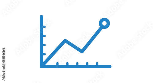 Blue line graph showing upward trend and growth.