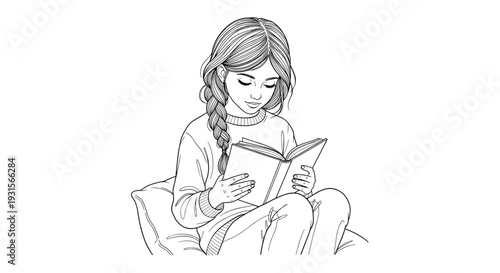 Teenage girl reading book while sitting at home