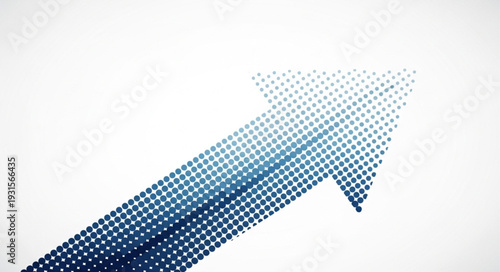 Blue dotted arrow pointing upwards on white background.