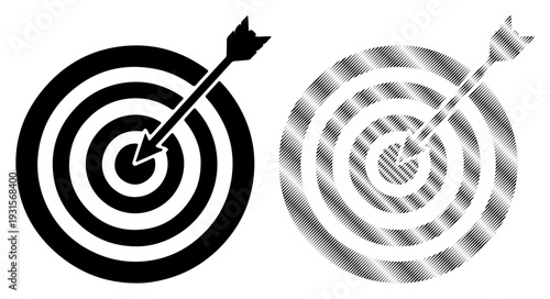 Bullseye target with arrow hitting the center, representing success and accuracy.