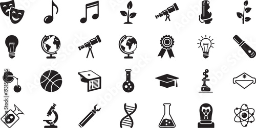 Set of 30 education and science icons vector