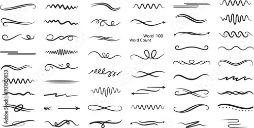 Diverse collection of elegant and unique line art illustrations showcasing various designs isolated on transparent background