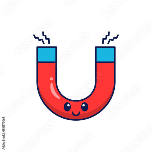 Adorable Red Horseshoe Magnet Cartoon Icon