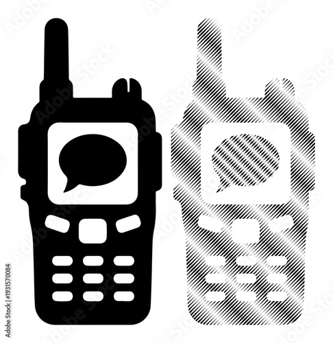 Two distinct walkie-talkie icons representing communication and connection.