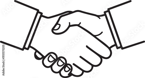 A detailed illustration of two hands shaking in a handshake gesture. isolated on transparent background