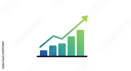 Business growth chart with upward trend arrow.