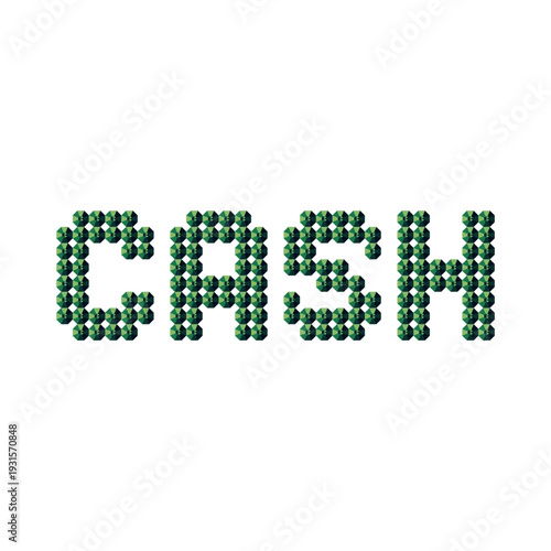 Inscription made of green crystals - cash