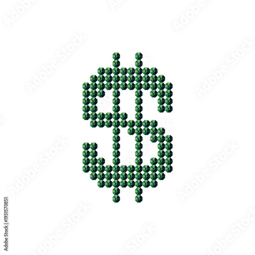 dollar sign made of green crystals