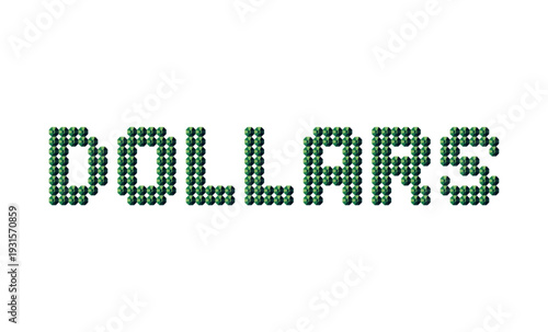 Inscription made of green crystals - dollar