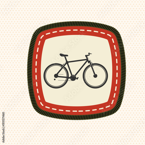 Scout badge with mountain bicycle. Vector. Merit patch, sticker for camping outdoor and academic activities. Perfect for scouting groups, camping events, bike clubs, outdoor apparel, stickers