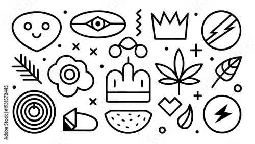 Vibrant and whimsical sticker collection Vector