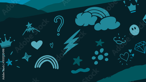 Whimsical illustration of cute characters and symbols Vector