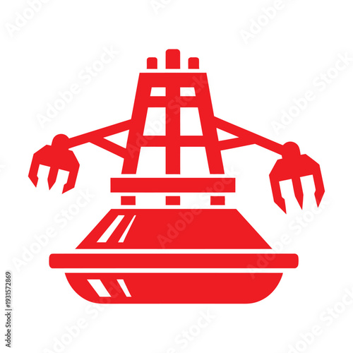 Red Robot Machine Icon Graphic Illustration.