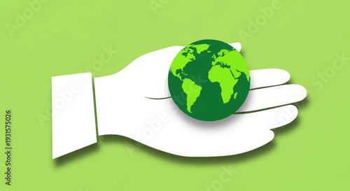 Eco-Friendly Future: Hand Holding Green Earth Globe Illustrating Global Protection & Sustainability