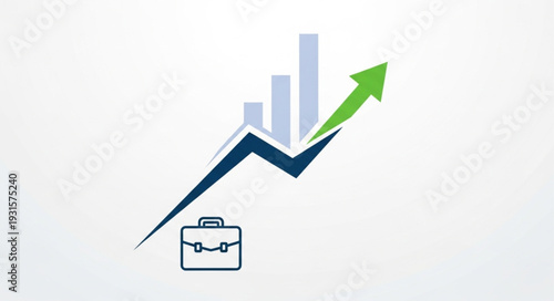 Business growth chart with briefcase icon symbolizing success.