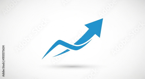 Blue arrow graphic indicating upward trend and growth.
