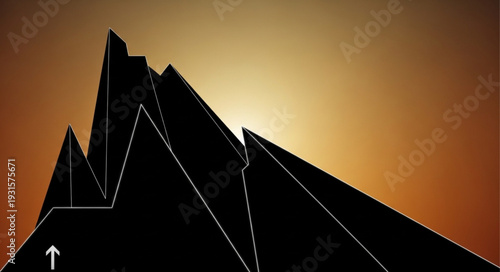 Abstract geometric mountain peak with road leading upwards.