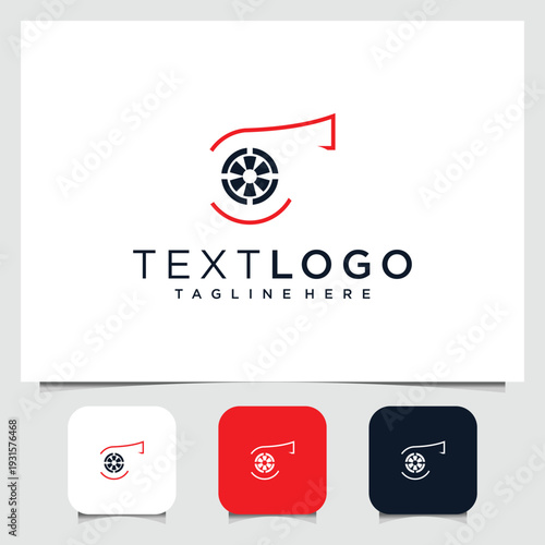 Modern automotive logo template featuring a minimalist car outline combined with a wheel symbol, designed in a clean and professional style.