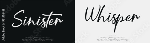 Sinister Whisper, Script luxury wedding alphabet letters font with tails. Typography elegant classic serif fonts and number decorative vintage retro concept for logo branding. vector illustration
