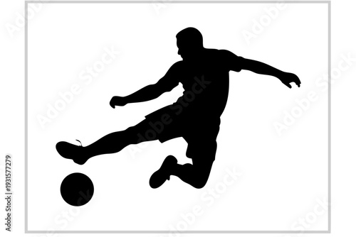 Soccer Player Silhouette Kicking Ball Action Shot