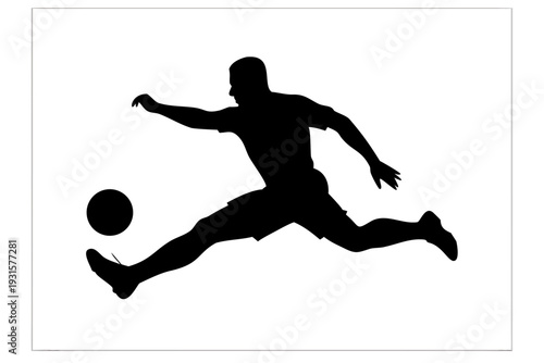 Action Silhouette of Soccer Player Volleying Ball
