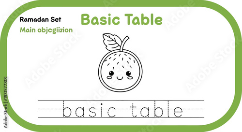 Cute Orange Fruit Character Tracing Worksheet for Kids - Basic Table Learning