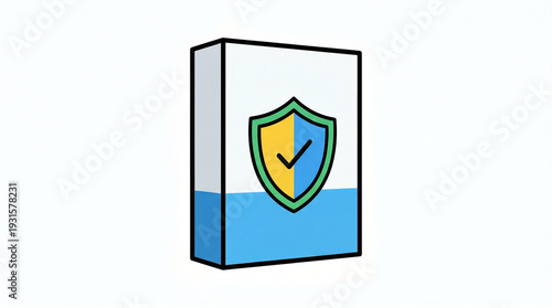 Cartoon software box representing antivirus program