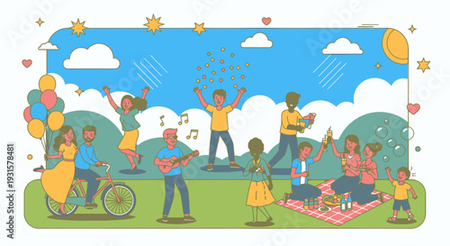 People enjoying a picnic in park.