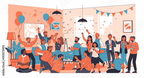 People celebrating in a living room.