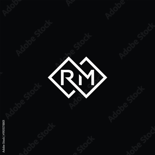 rm logo, white letters on black background
