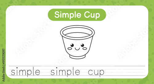 Cute Simple Cup Character with Text for Learning