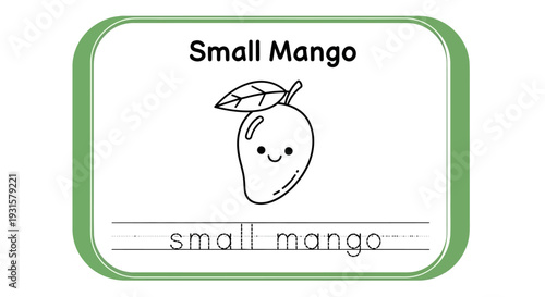 Cute Small Mango Coloring Page for Kids - Learn to Write English Alphabet