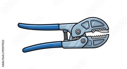 Blue Pliers Tool Illustration on White.