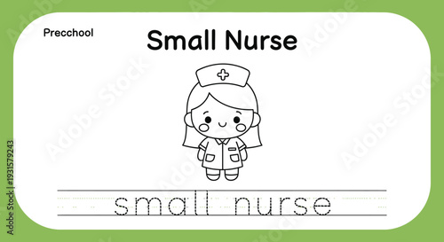 Cute Small Nurse Cartoon Character for Preschool Education