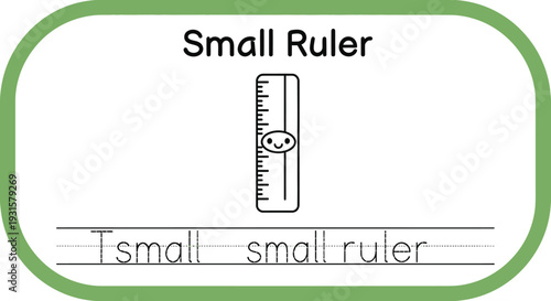 Cute Small Ruler Character with Face, Learning Tool for Kids, Educational Illustration