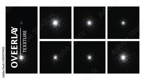 Overlay texture with six identical white starry night sky images in a grid on black background
