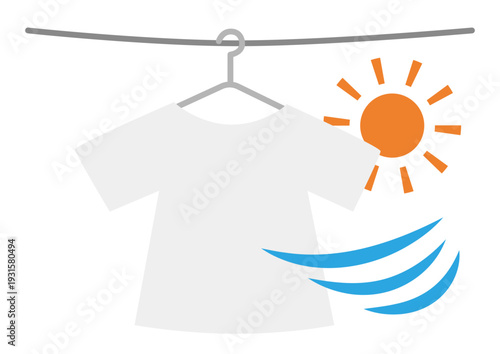 Illustration of laundry hanging outside to dry