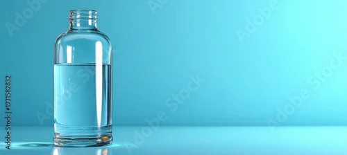 Panel kuchenny z motywem tall glass bottle half water half air minimalist beverage setup