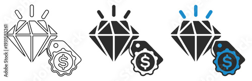 Diamond Jewelry Price Tag Vector Icon for Premium Quality Luxury Sales Deals