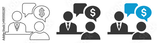Business Professional Salary Negotiation and Financial Consulting Vector Icon Set