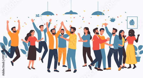 Diverse group of people celebrating together.